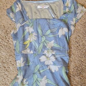 Blue Floral Midi Dress